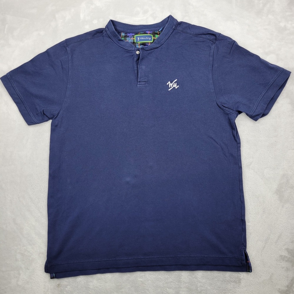 William Murray Shirt Mens Large Henley‎ Golf Performance Basic Club Blue Adult L